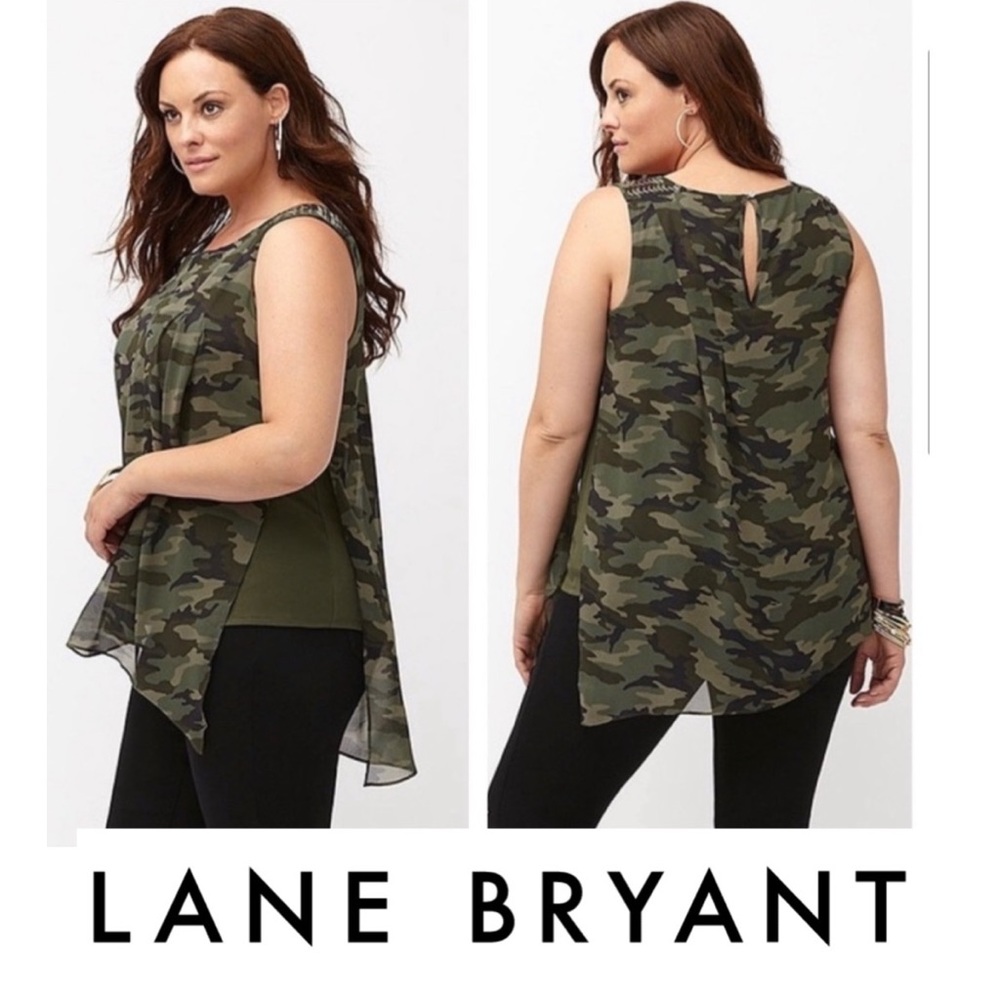 Lane Bryant 26/28 Camo Studded Sleeveless Tunic Top